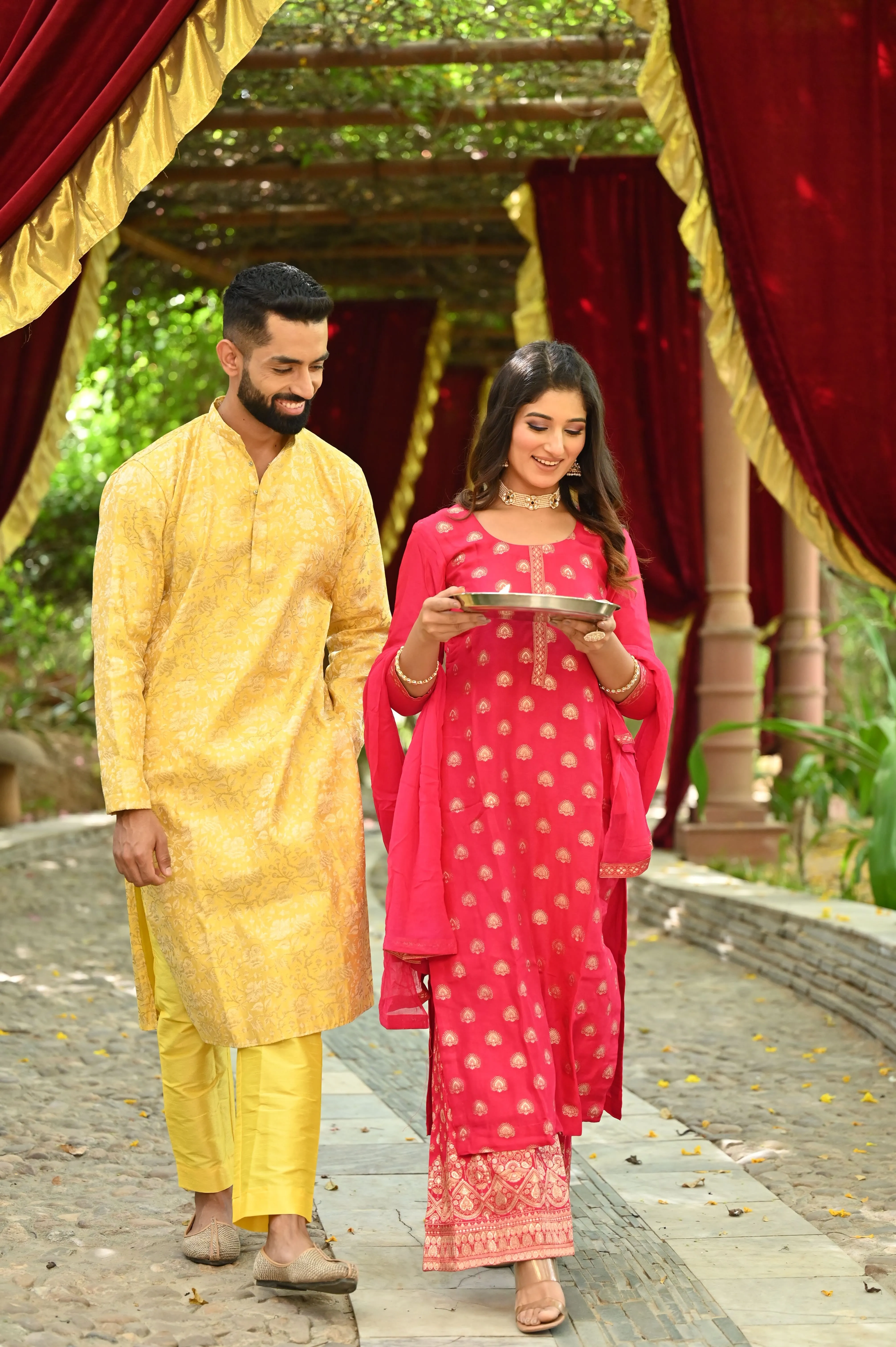 Gleaming Yellow Brocade Kurta