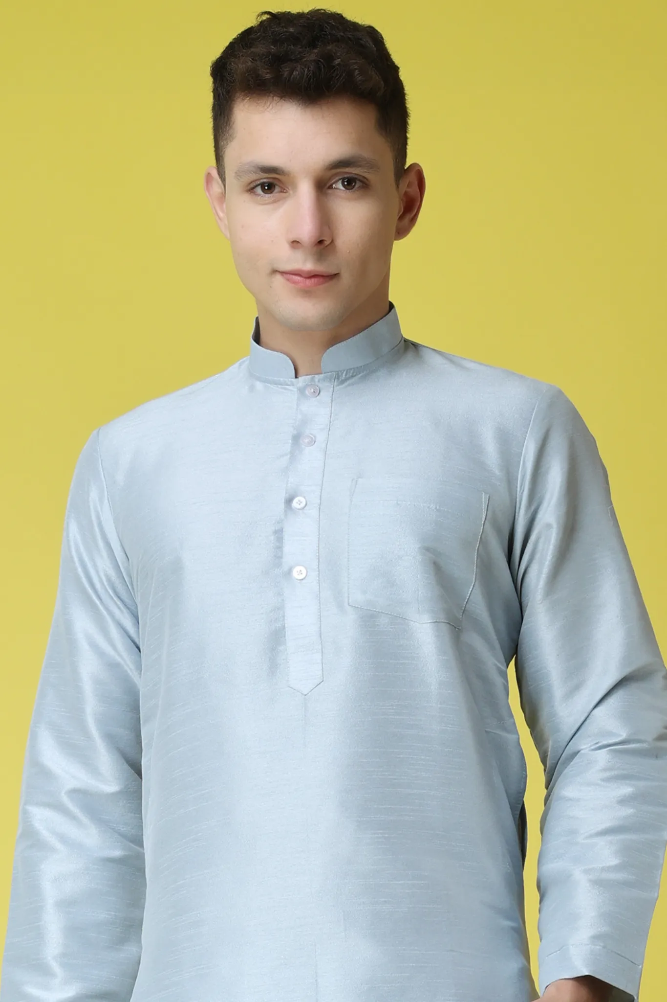 Glossy Blue Silk Kurta