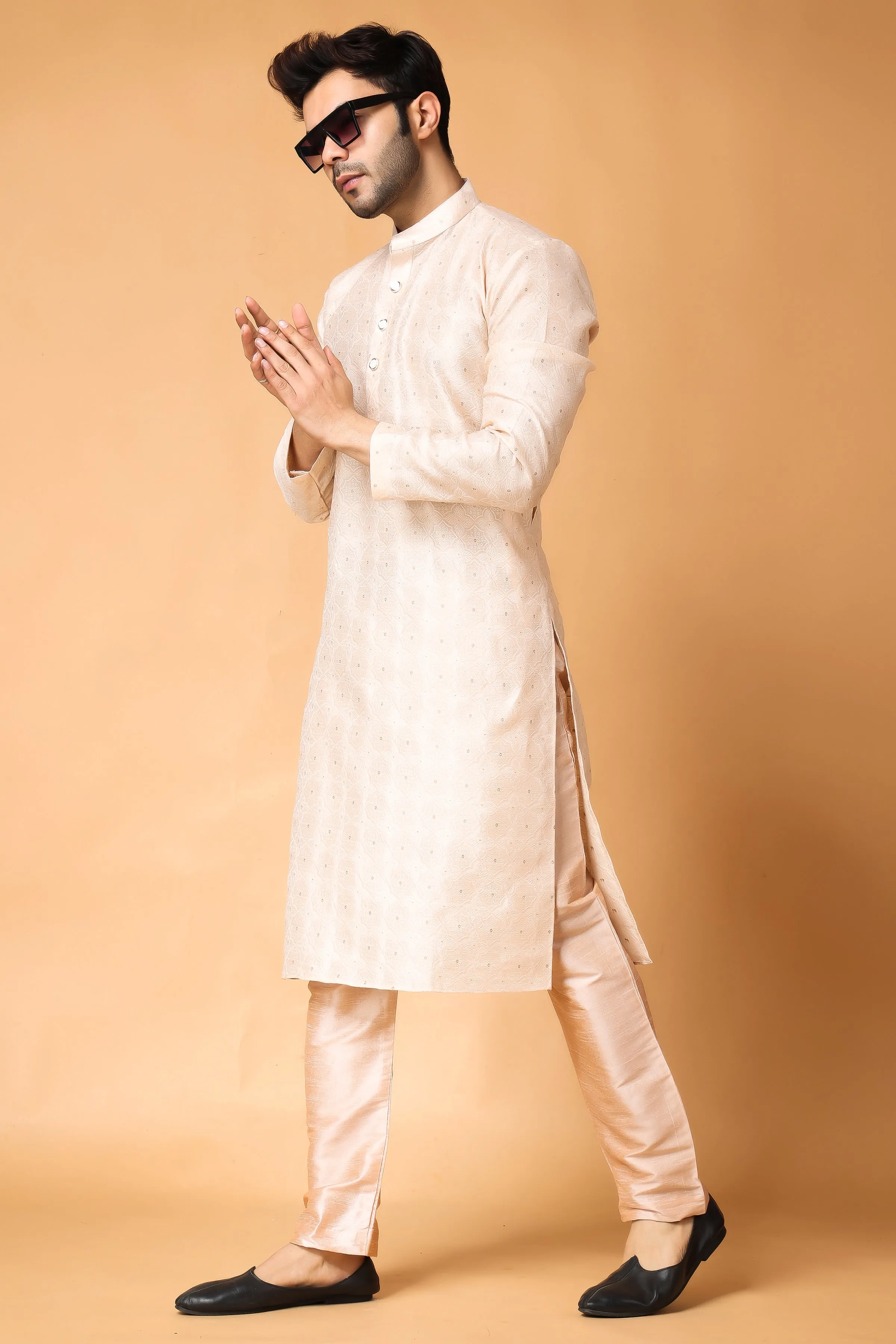 Gold Corn Embroidered Kurta