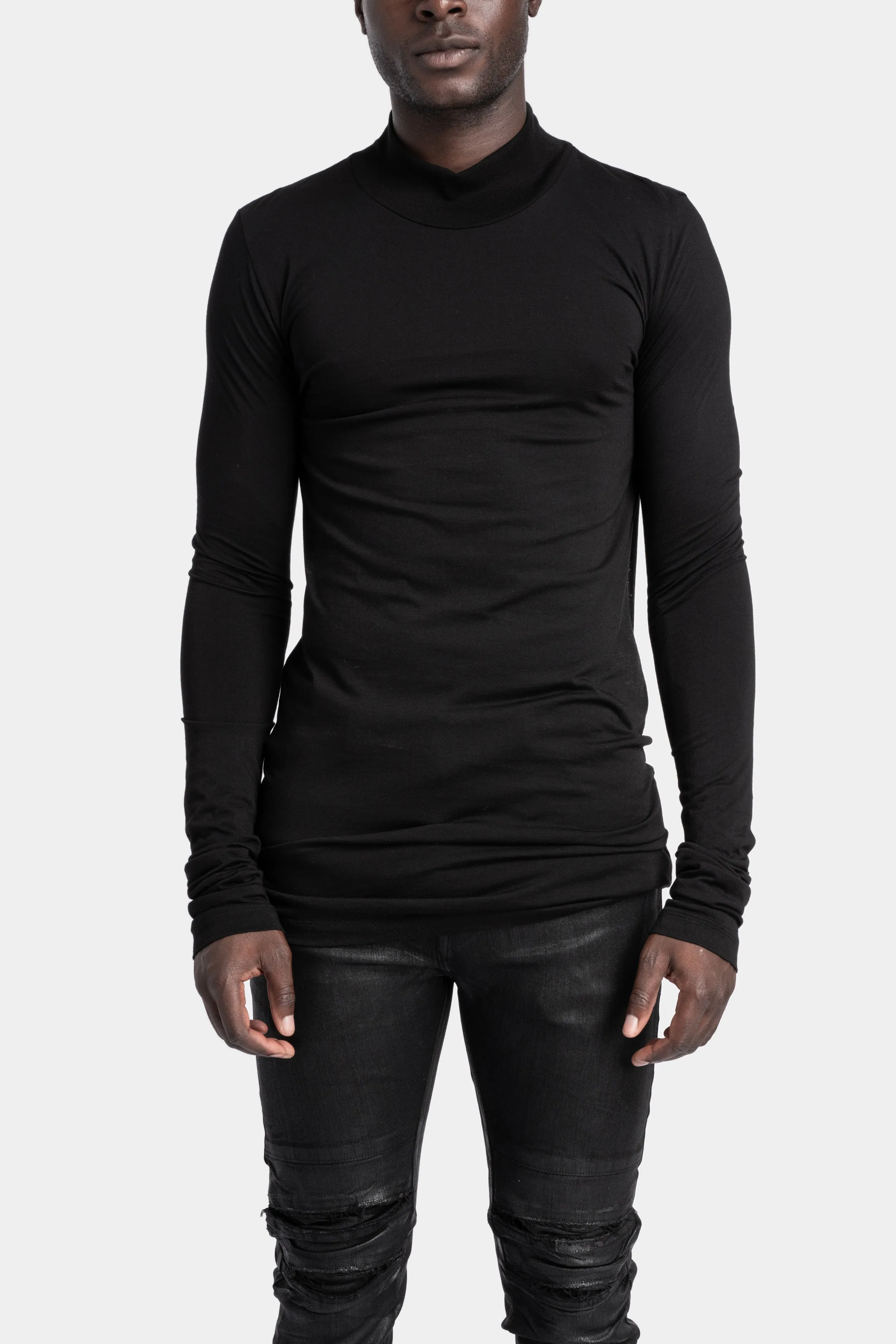 High neck long sleeve tee