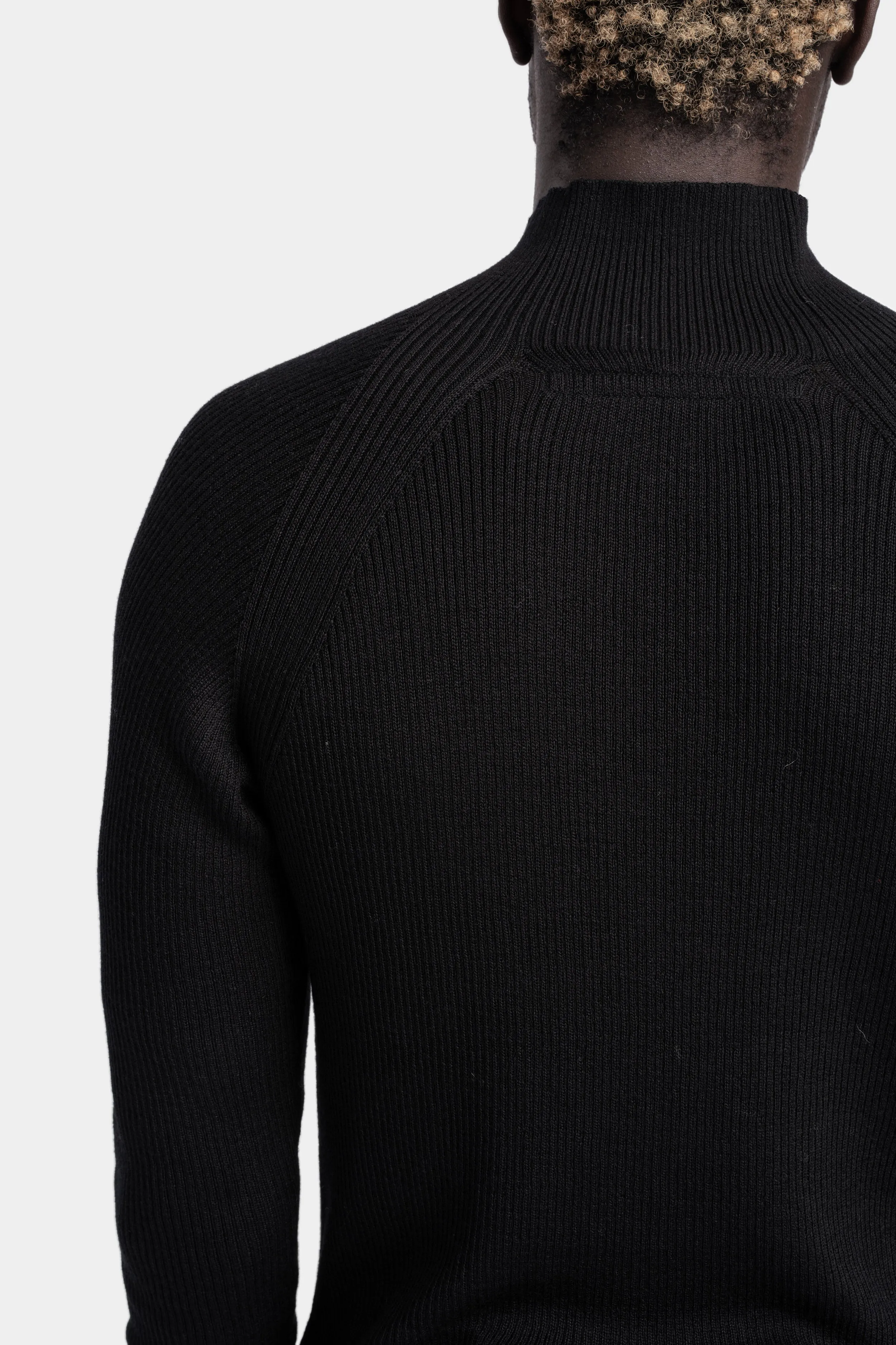 High neck wool knit sweater