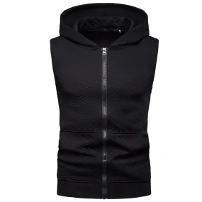 Mens Hooded Sleeveless Tank Top - Summer Bodybuilding Zipper Vest for Hip Hop Casual Wear - Slim Fit Available in XXL