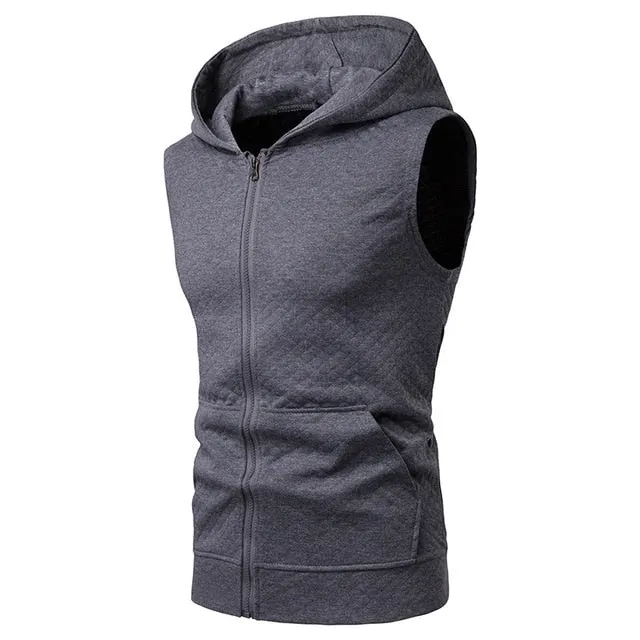 Mens Hooded Sleeveless Tank Top - Summer Bodybuilding Zipper Vest for Hip Hop Casual Wear - Slim Fit Available in XXL