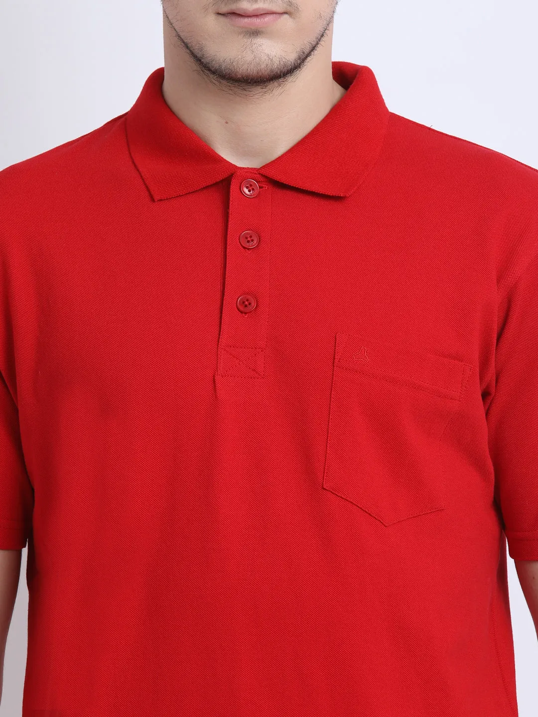 JDC Men Red Solid T.shirt