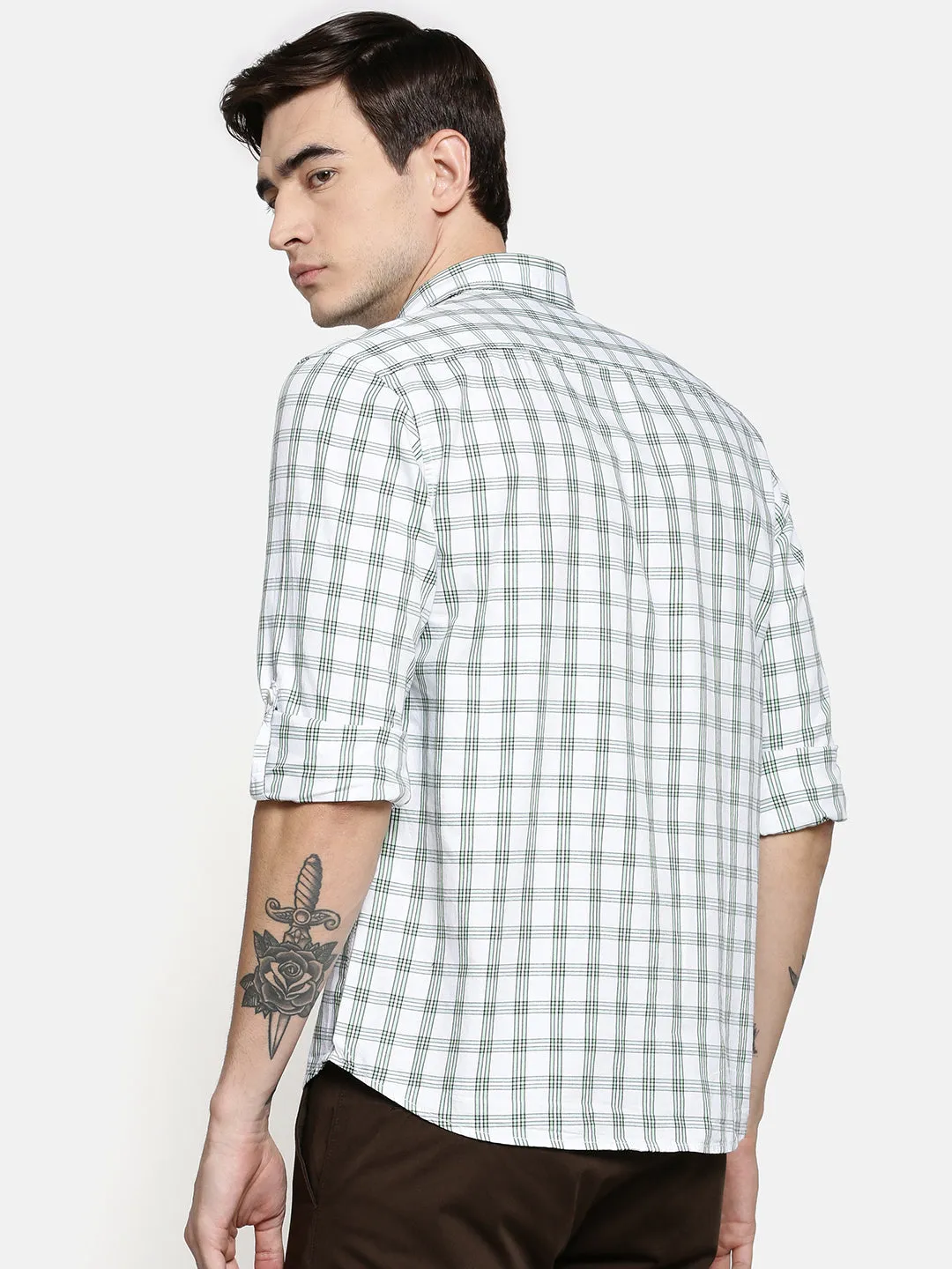 JDC Men White Check Shirt