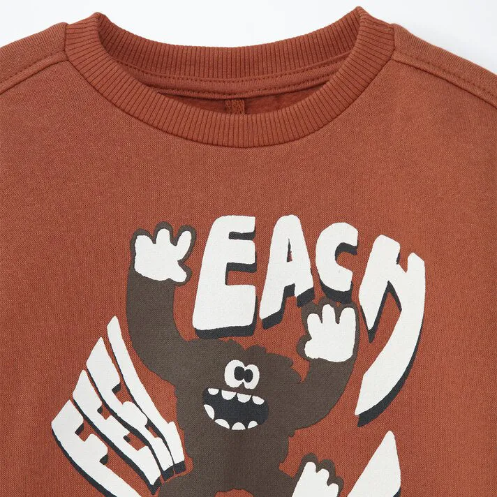 LFT - Boys 'Brown' Animal Printed Fleece Sweatshirt LFT623