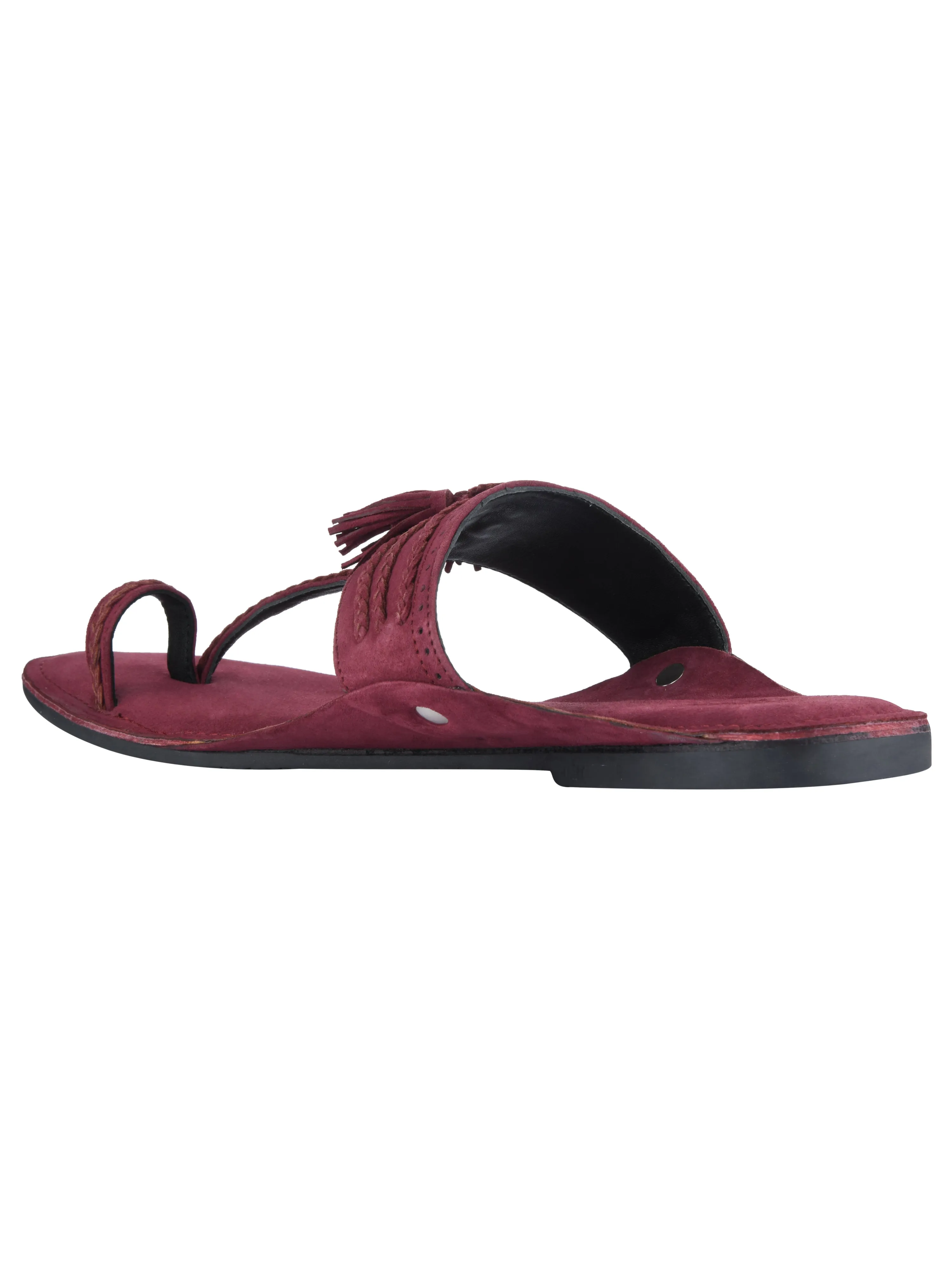 Maroon Braided Kolhapuri For Men