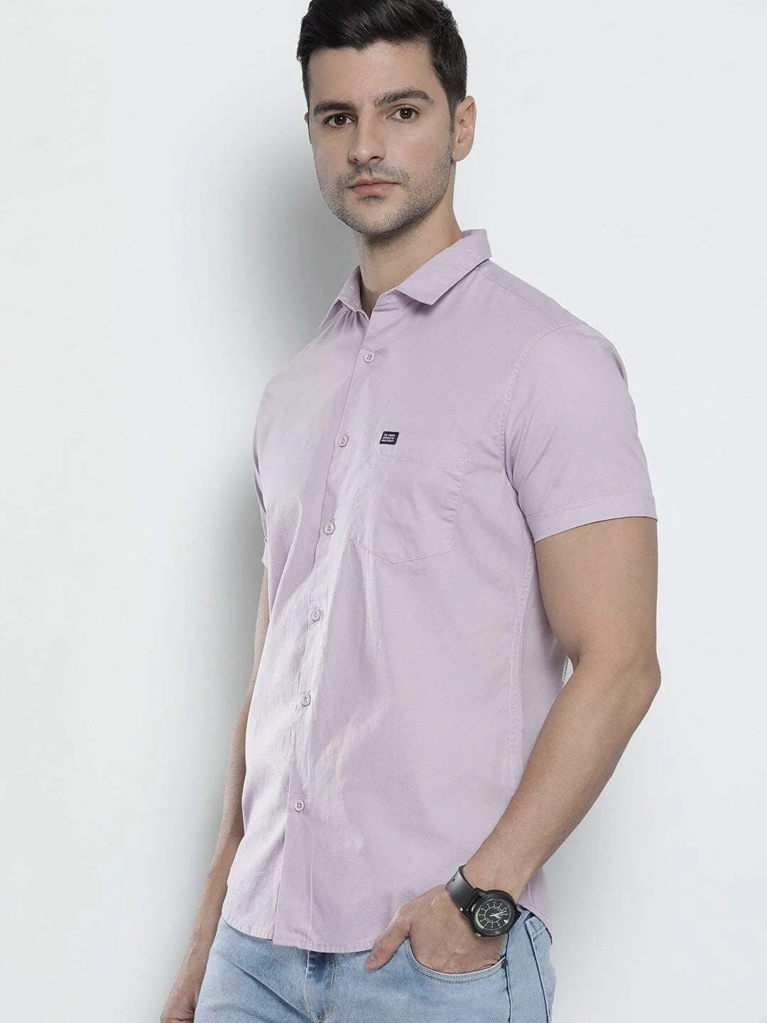 Men Back Printed Poplin Shirt