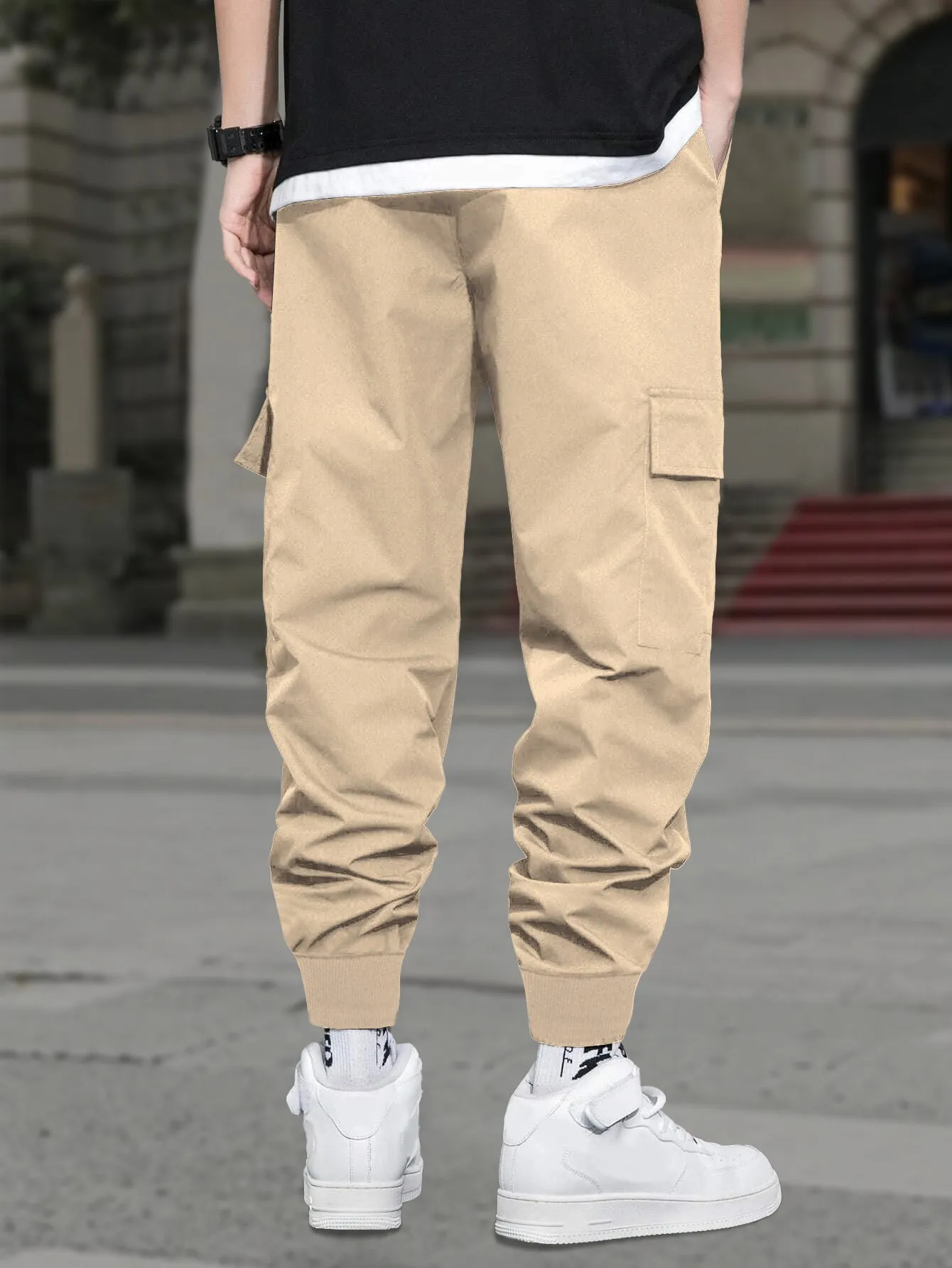 Men Beige Printed Cargo Jogger