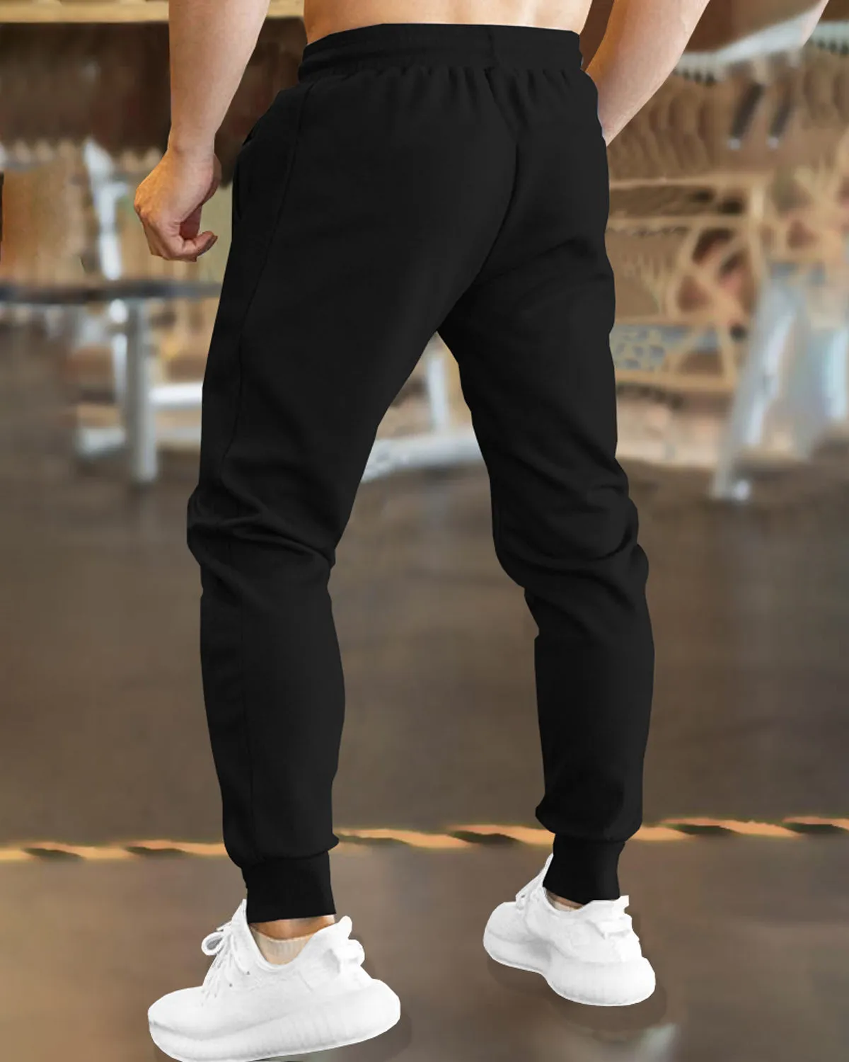 Men Black Cuffed Track Pant