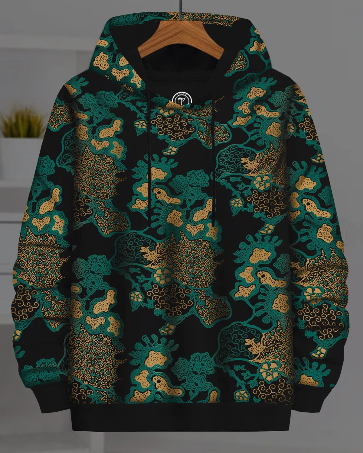 men black Floral Printed Sweatshirt