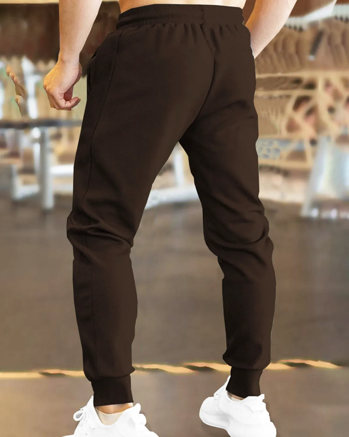 Men Brown Cuffed Track Pant