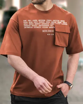 Men Brown Oversized T-shirt