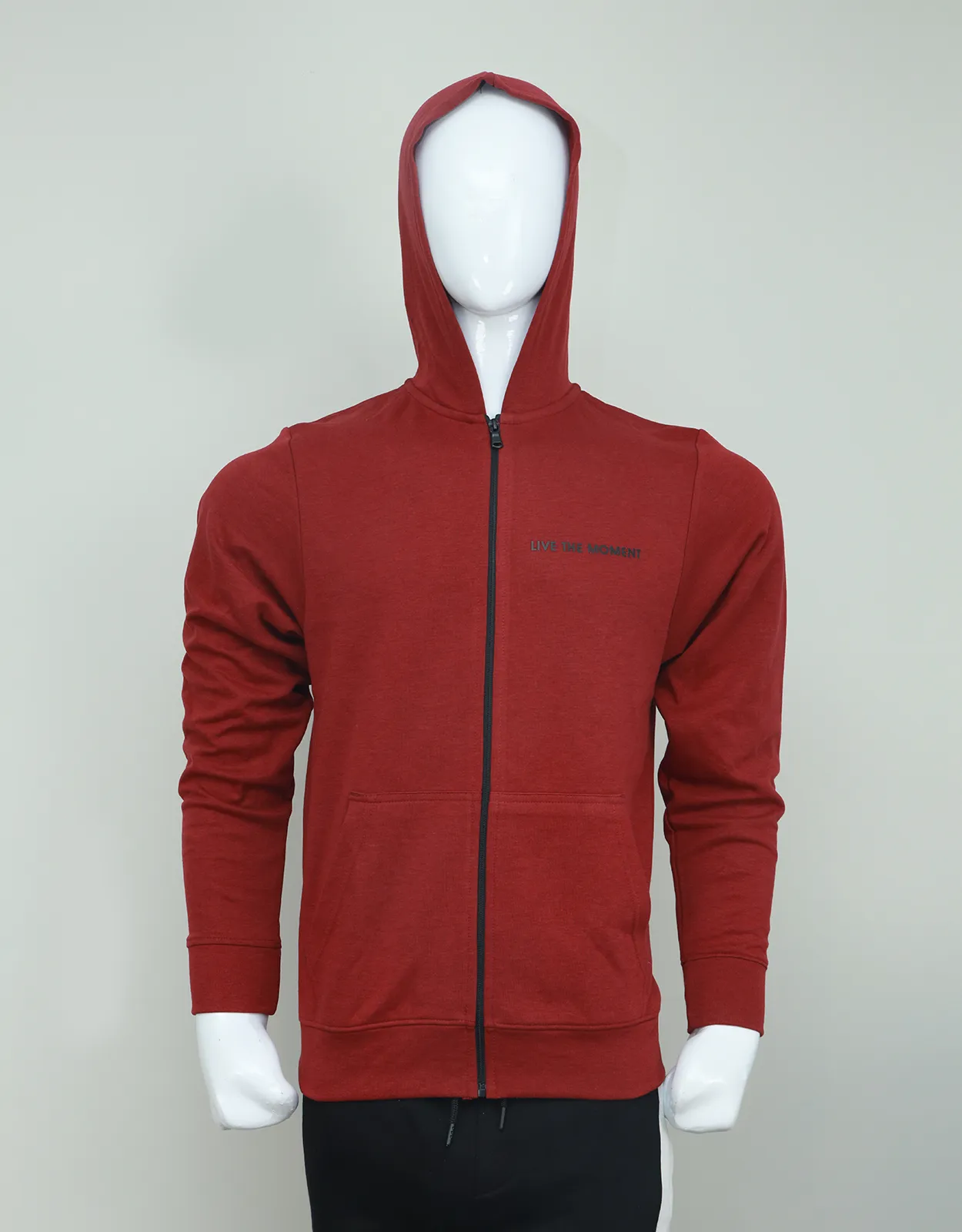 Men Fashion Maroon Zipper Hoodie