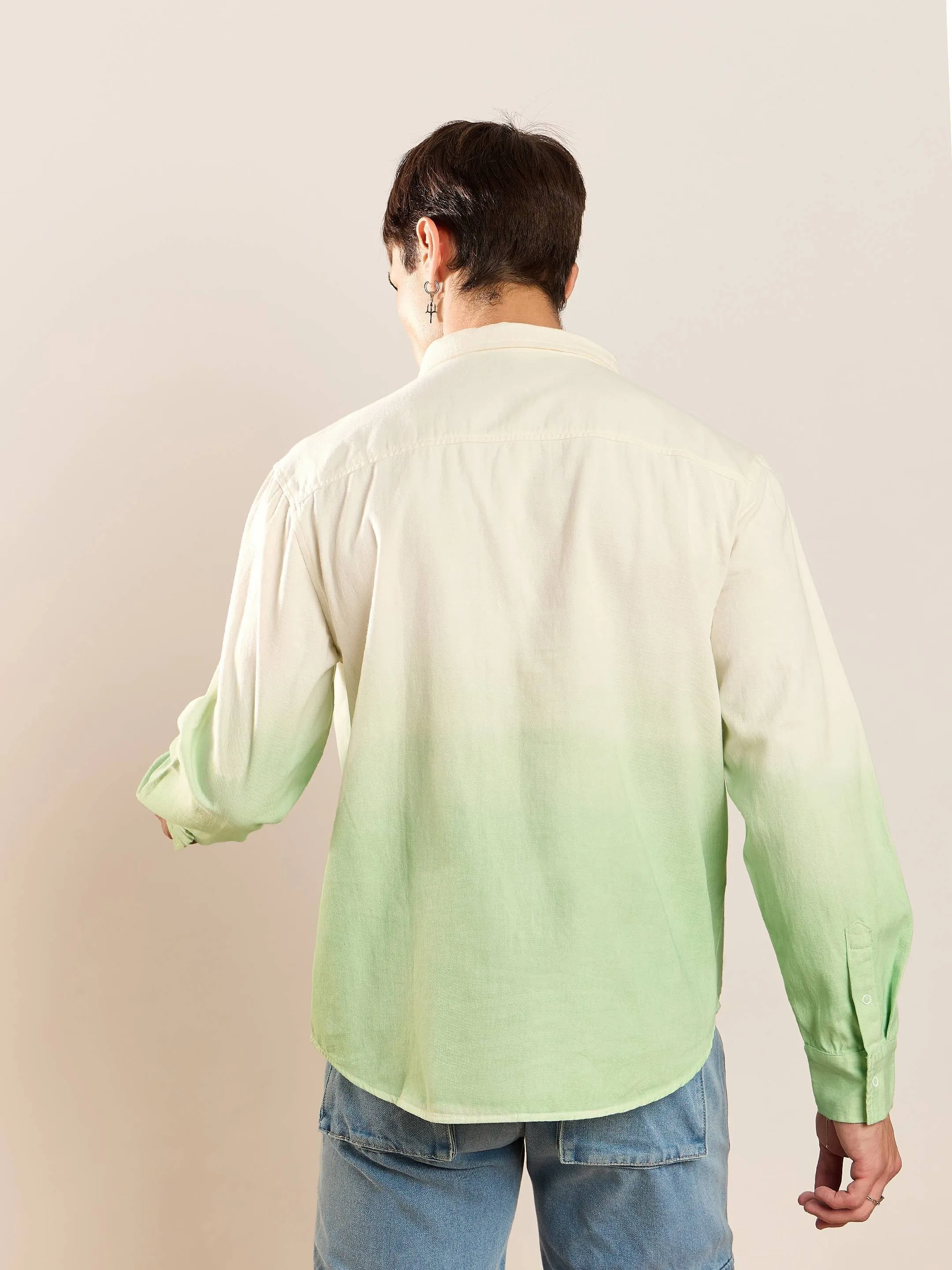 Men Green & White Ombre Shirt