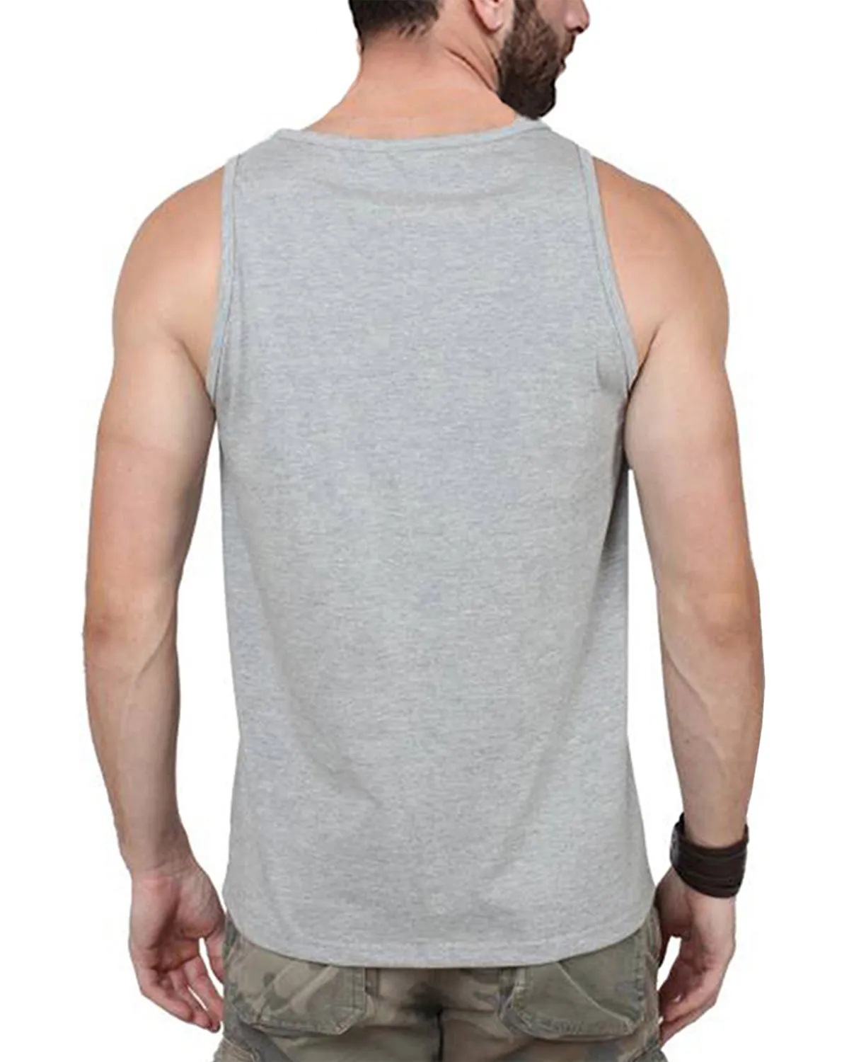 MEN GREY PRINTED SLEEVELESS VEST