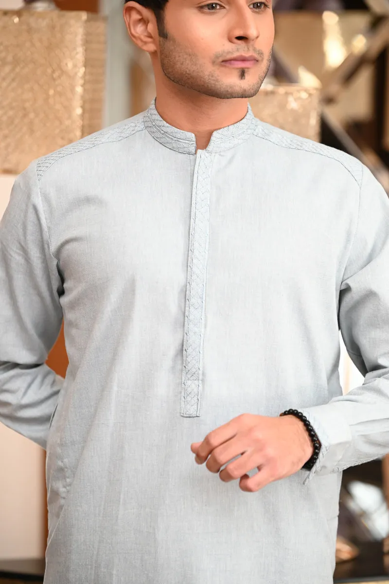 Men Kameez Shalwar Light Grey