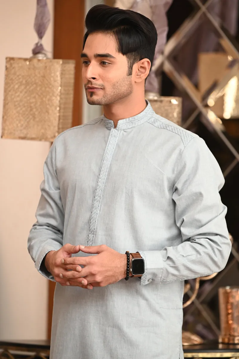 Men Kameez Shalwar Light Grey