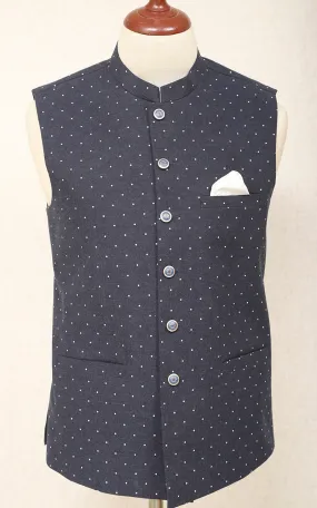 Men Premium Dotted Waistcoat Navy