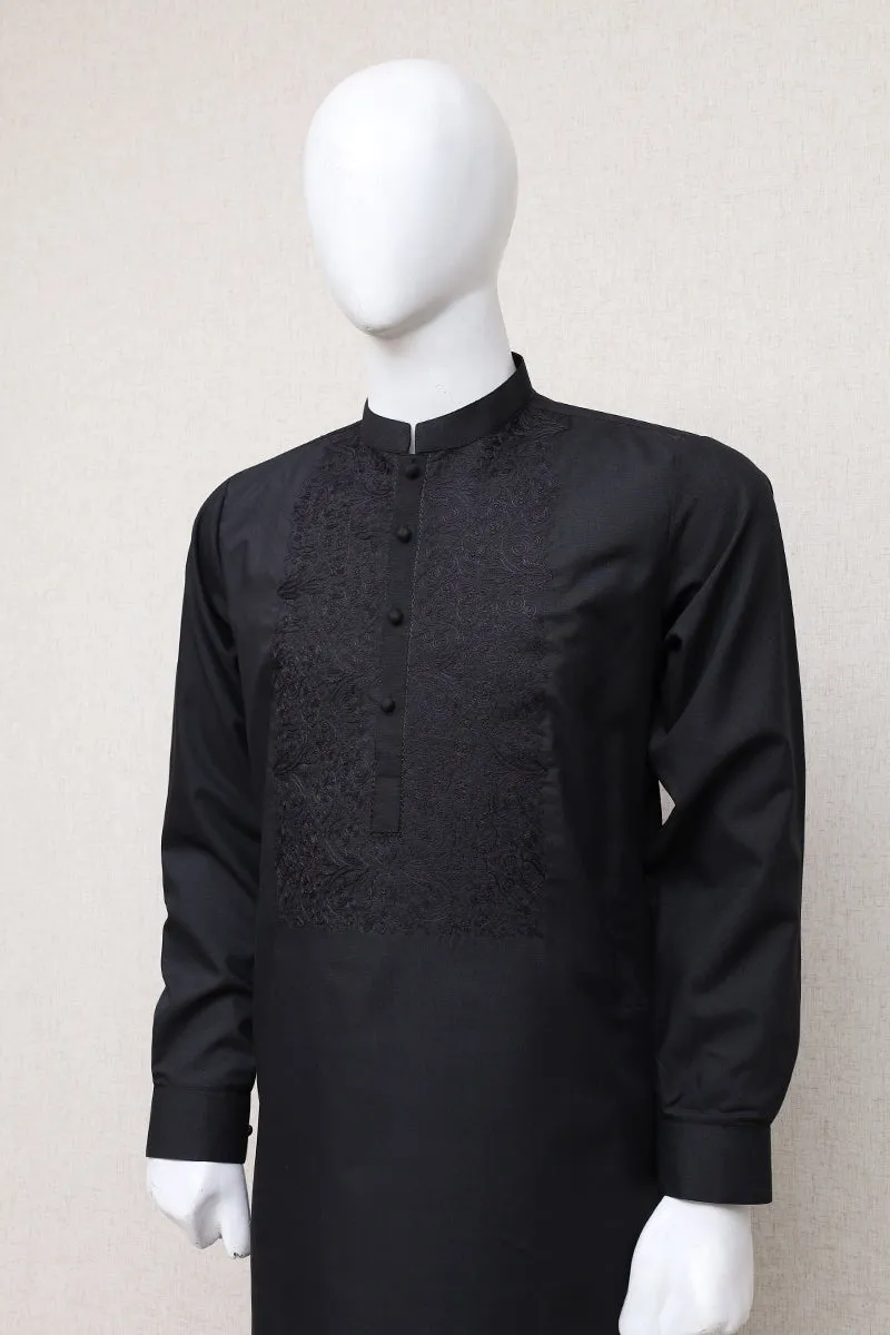 Men Premium Embroidered Shalwar Kameez Black