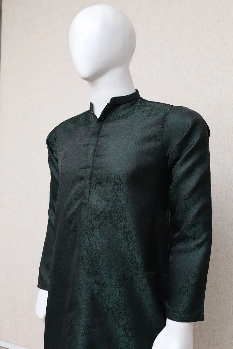 Men Premium Jamawar Kurta Green