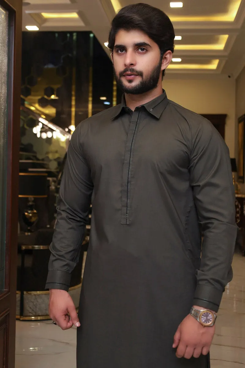 Men Premium Kameez Shalwar Olive