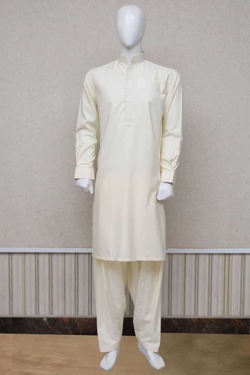 Men Premium Shalwar Kameez Cream