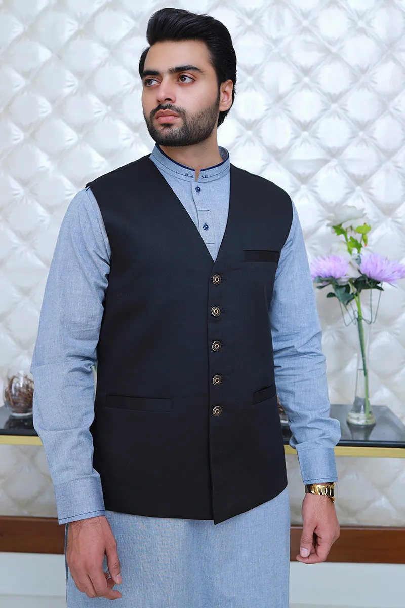 Men V Shape Premium Waistcoat Black