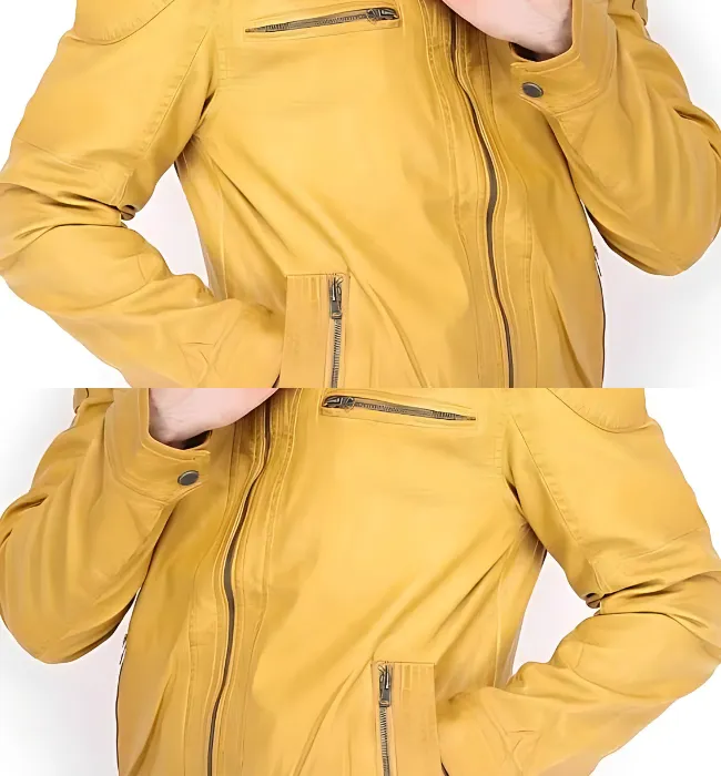 Men Yellow Quilted Shoulder Jacket