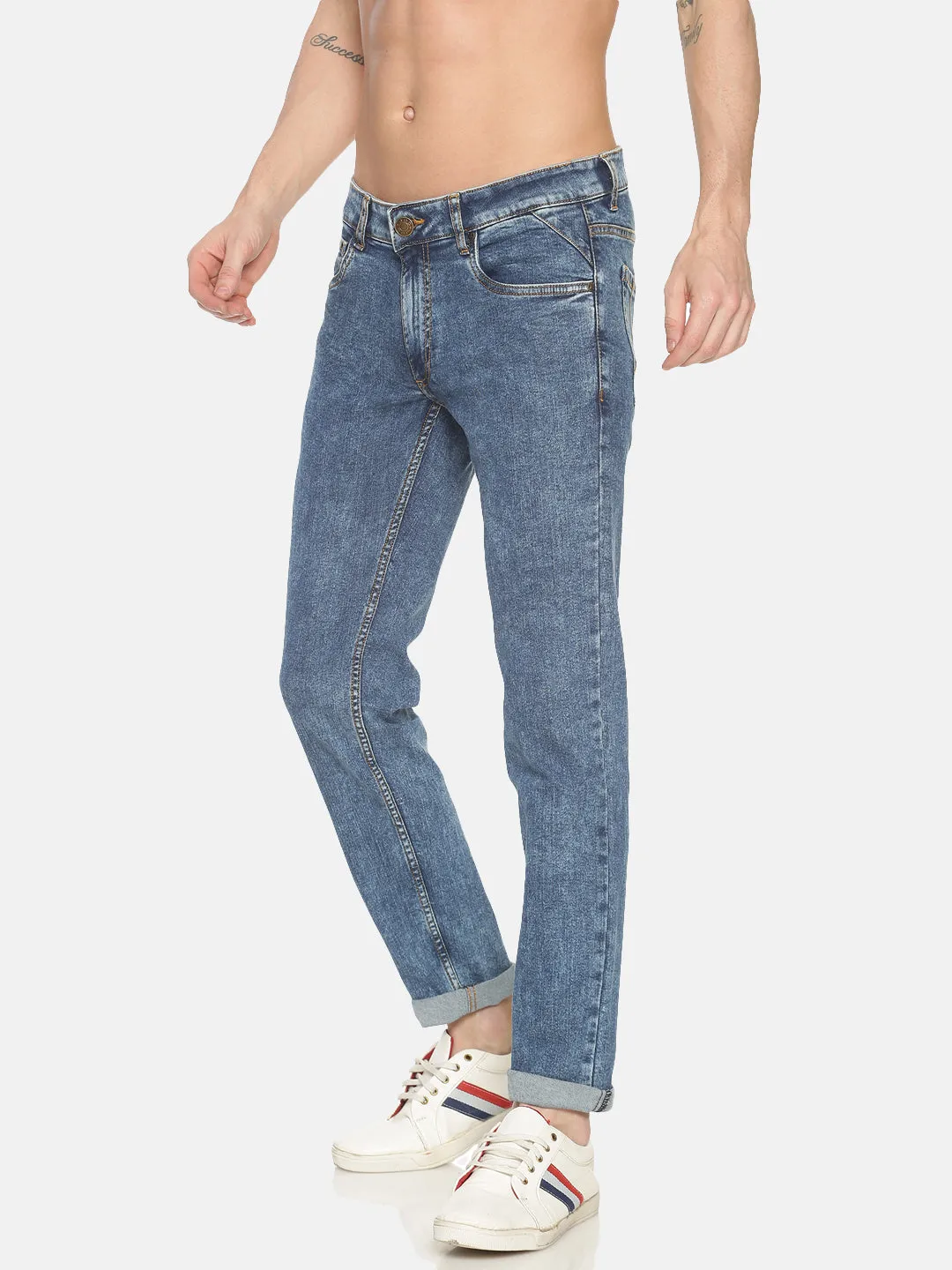 MEN'S BLUE WASHED SLIM FIT JEAN