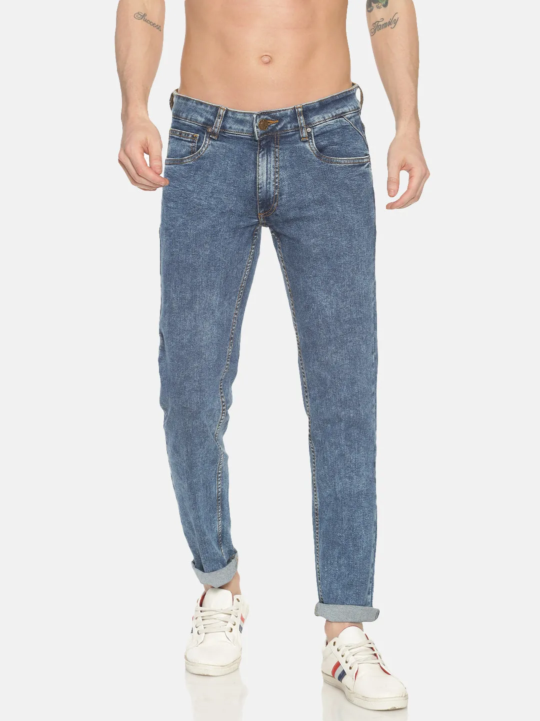 MEN'S BLUE WASHED SLIM FIT JEAN