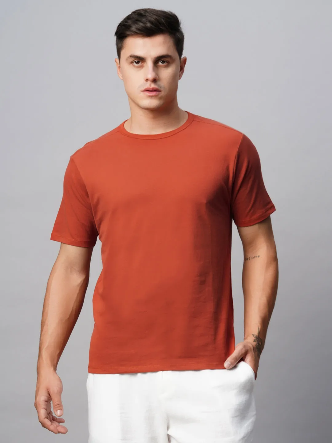 Men's Cotton Brick Regular Fit Tshirt