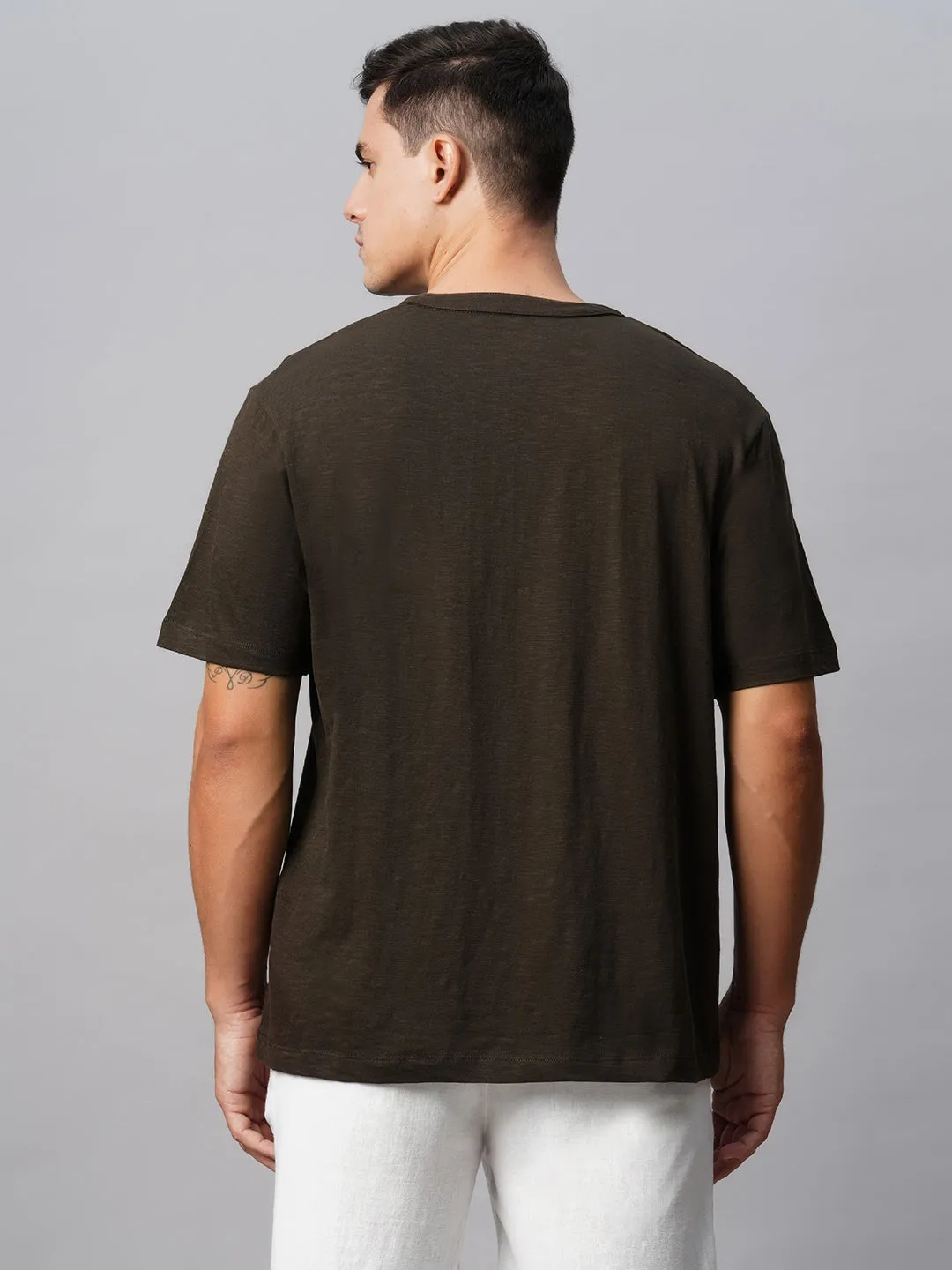 Men's Cotton Brown Regular Fit Tshirt