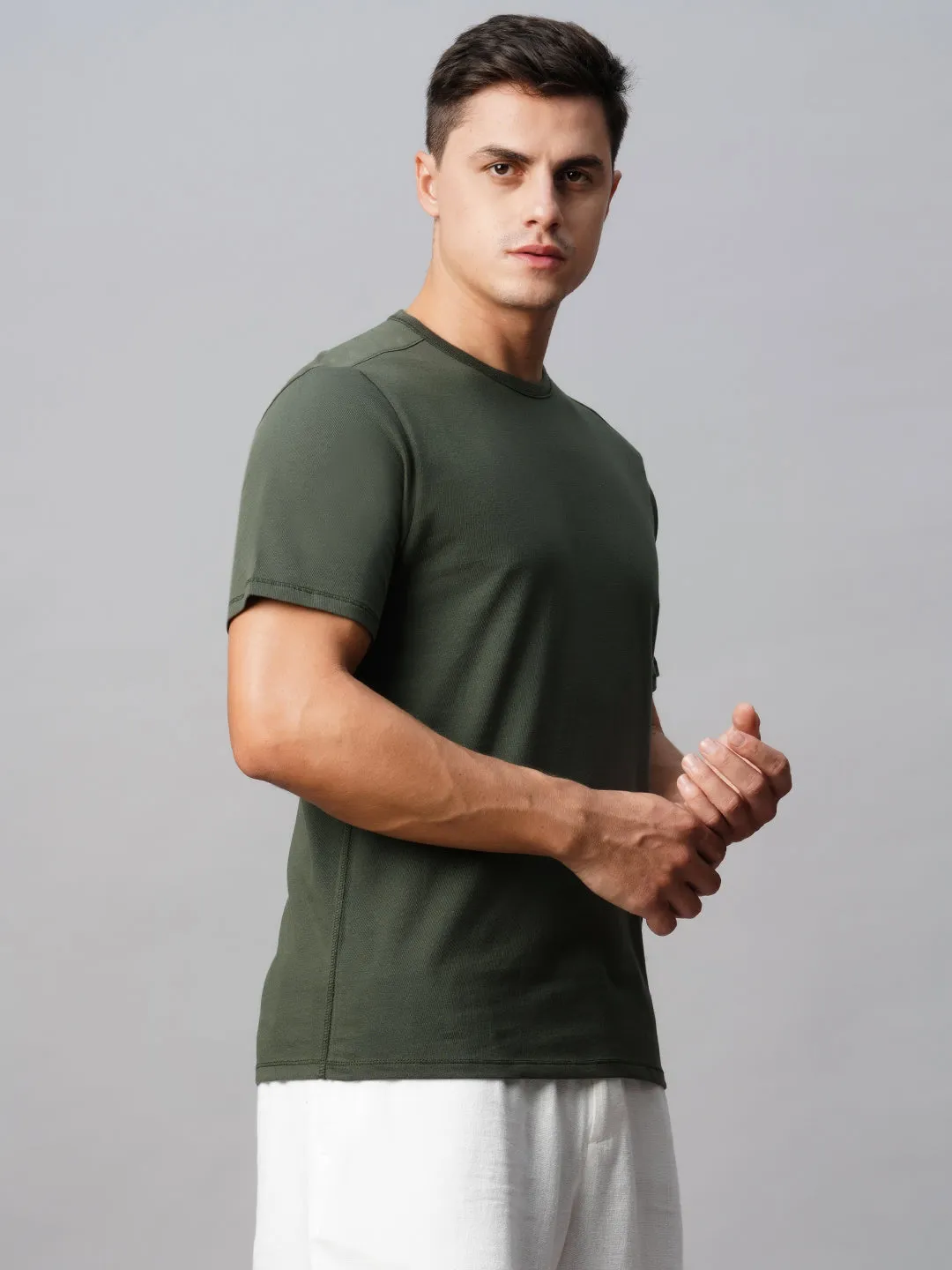 Men's Cotton Green Regular Fit Tshirt