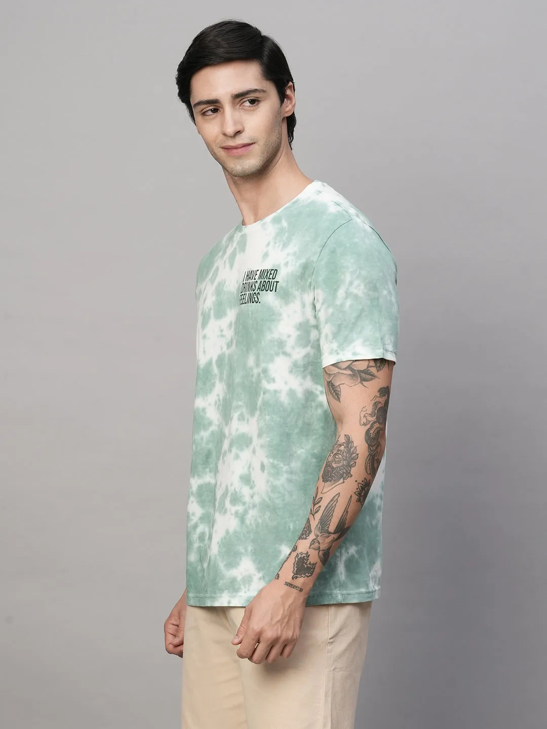 Men's Green Cotton Regular Fit Tshirt