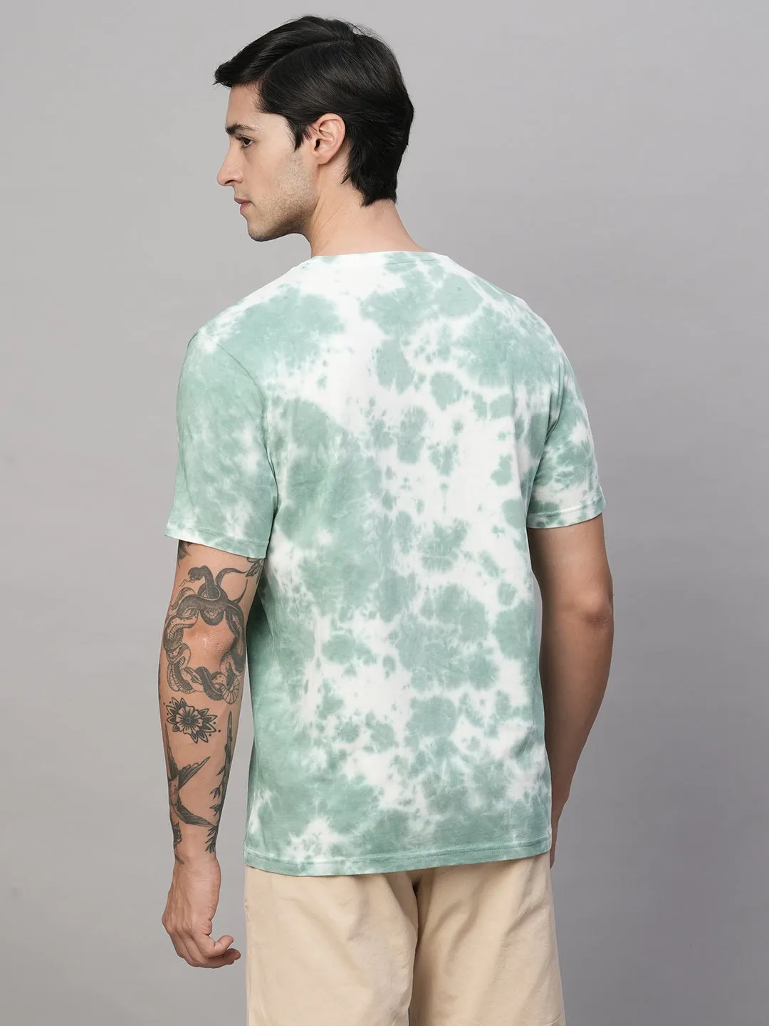 Men's Green Cotton Regular Fit Tshirt