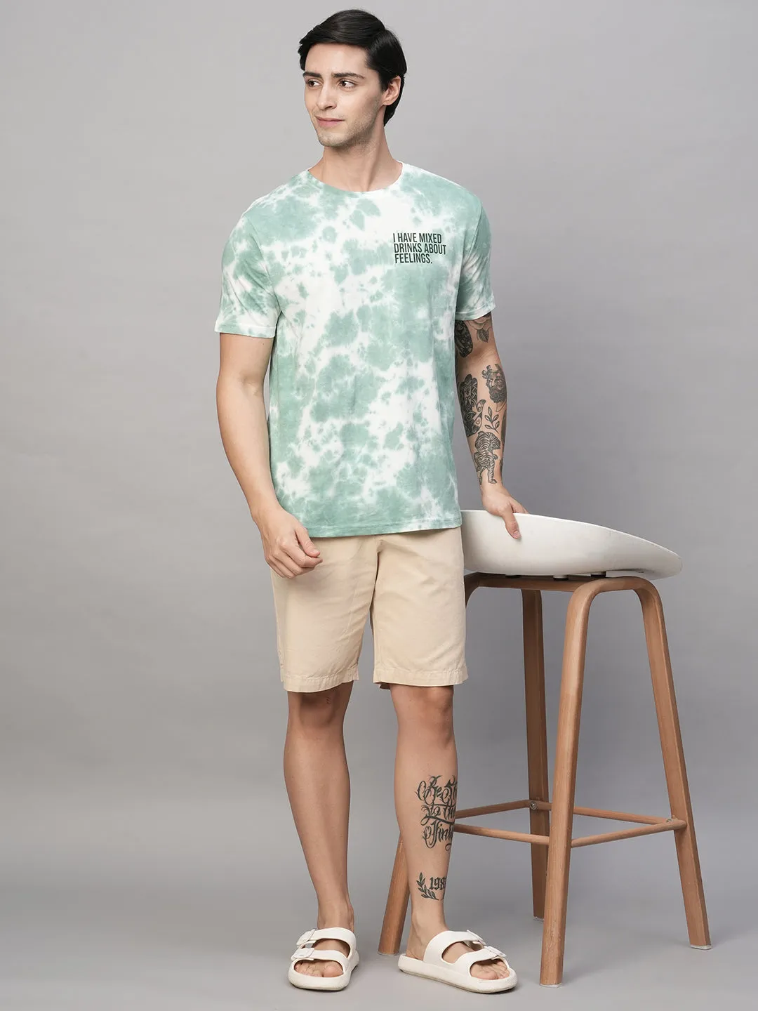 Men's Green Cotton Regular Fit Tshirt