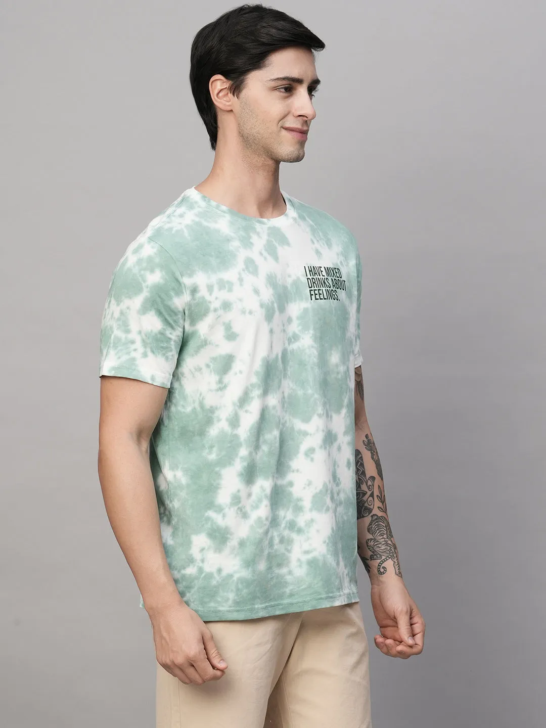 Men's Green Cotton Regular Fit Tshirt