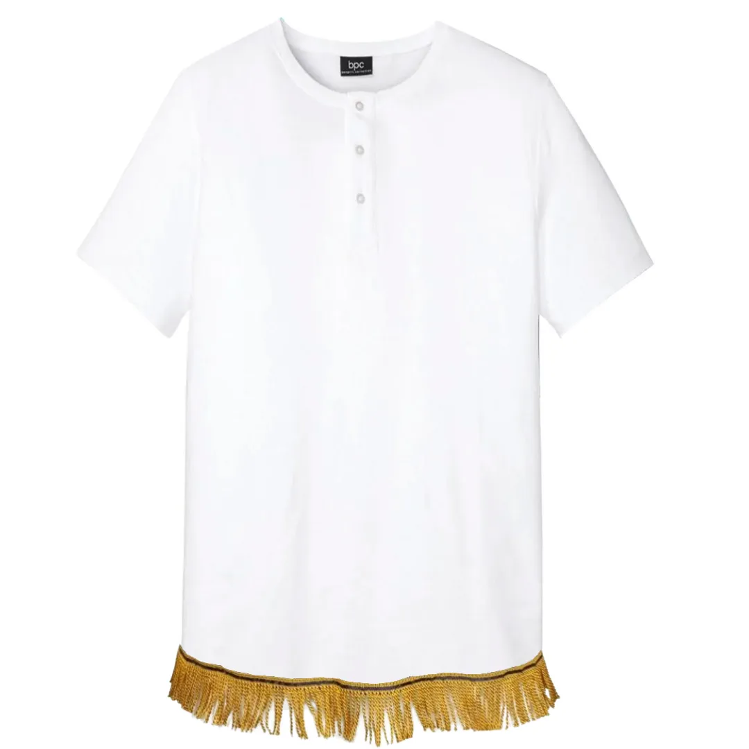 Men's Henley T-Shirt with Fringes