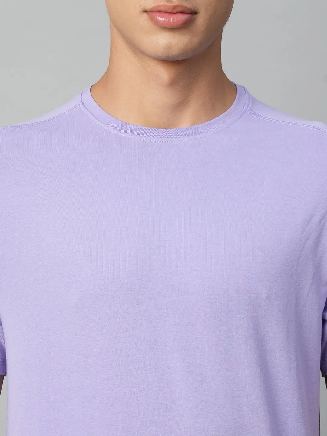 Men's Lavender Cotton Bamboo Elastane Regular Fit Tshirt