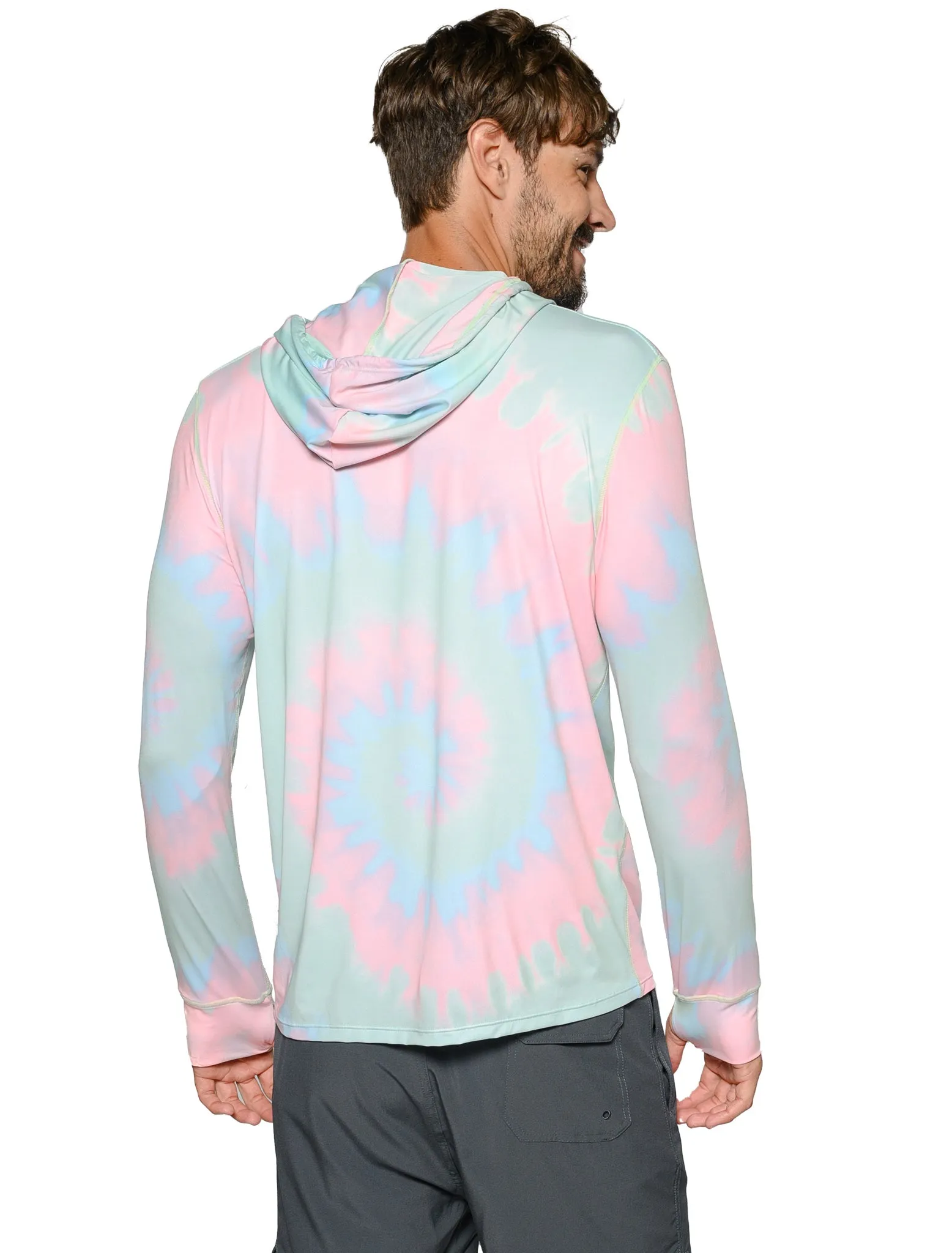 Men's Long Sleeve Hoodie printed in tie-dye