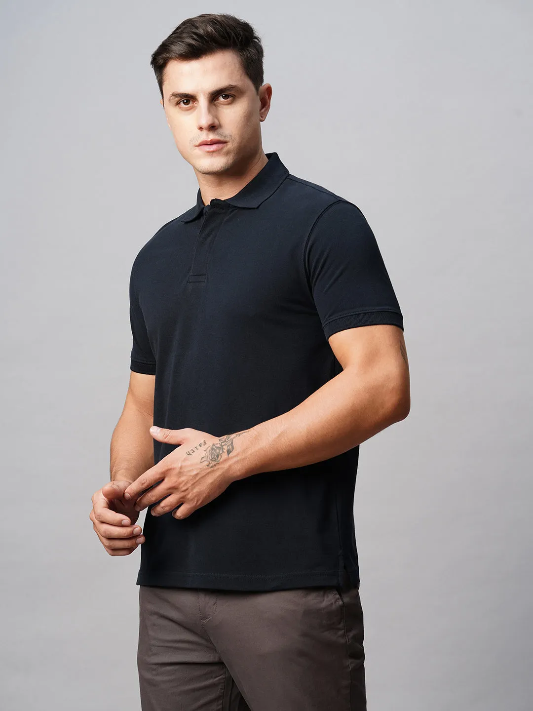 Men's Navy Polo 100% Cotton Regular Fit