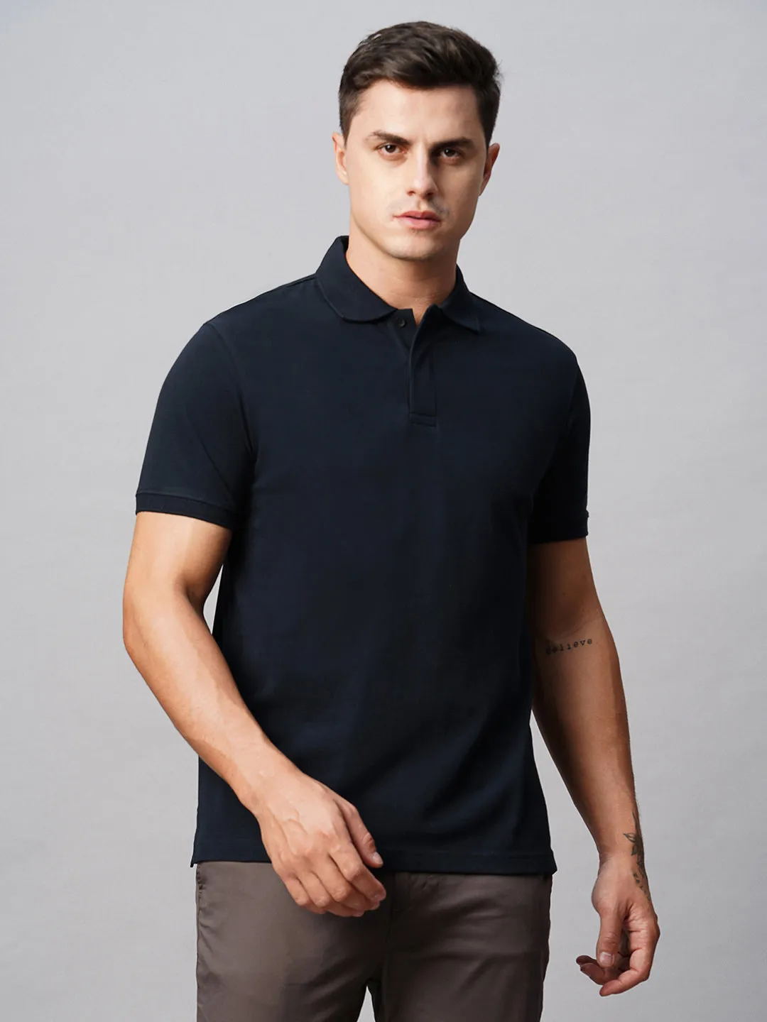 Men's Navy Polo 100% Cotton Regular Fit