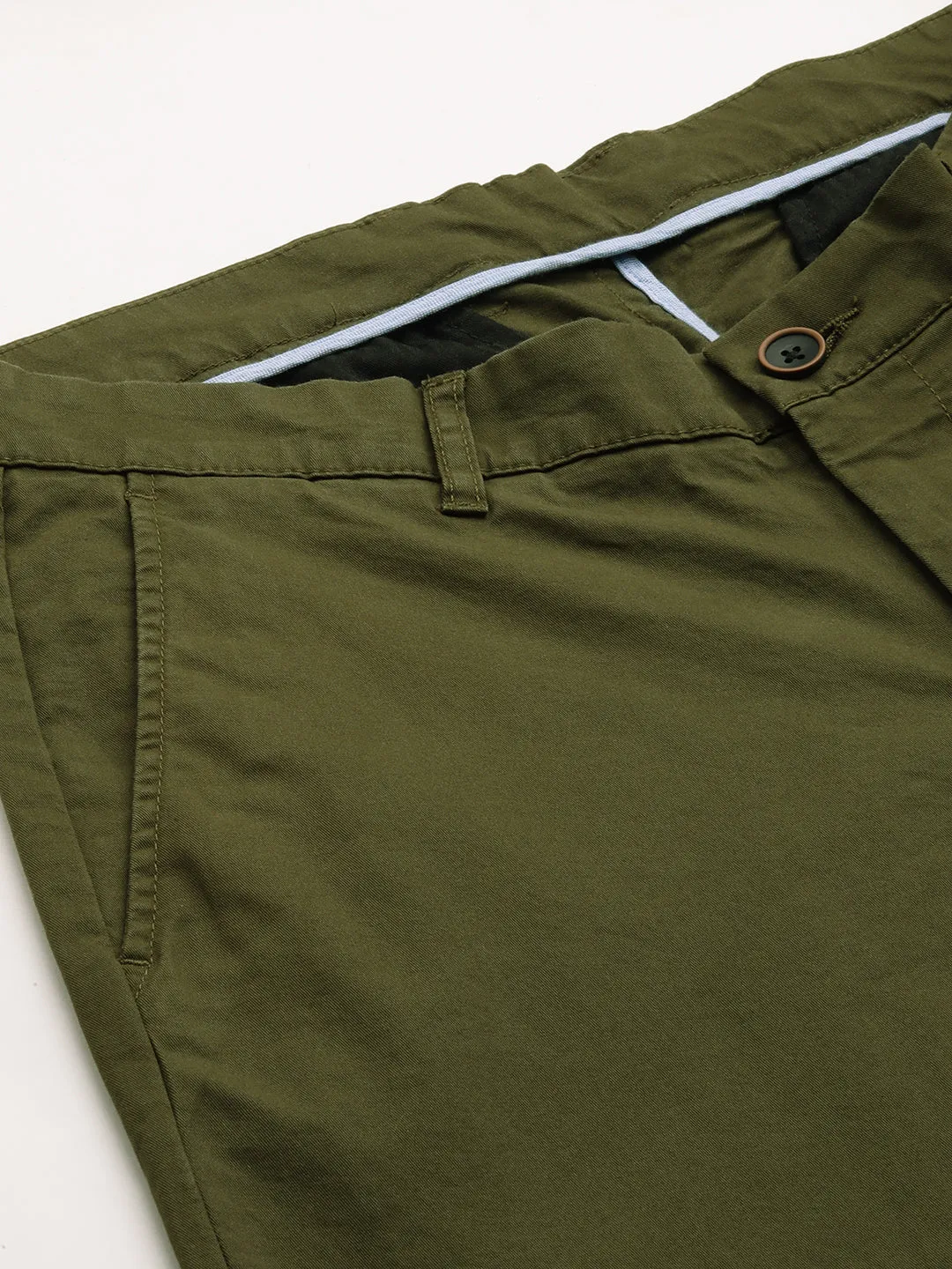 Men's Olive Cotton Lycra Slim Fit Pant