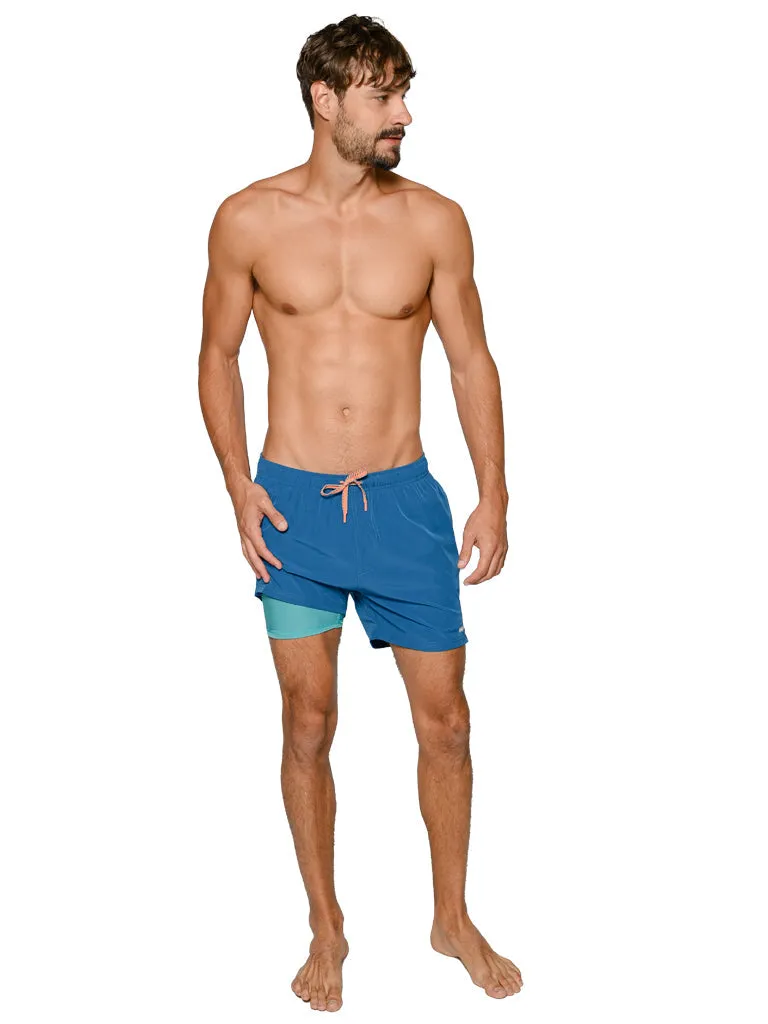 Men's stretch shorts with full inside boxer lining in solid colors