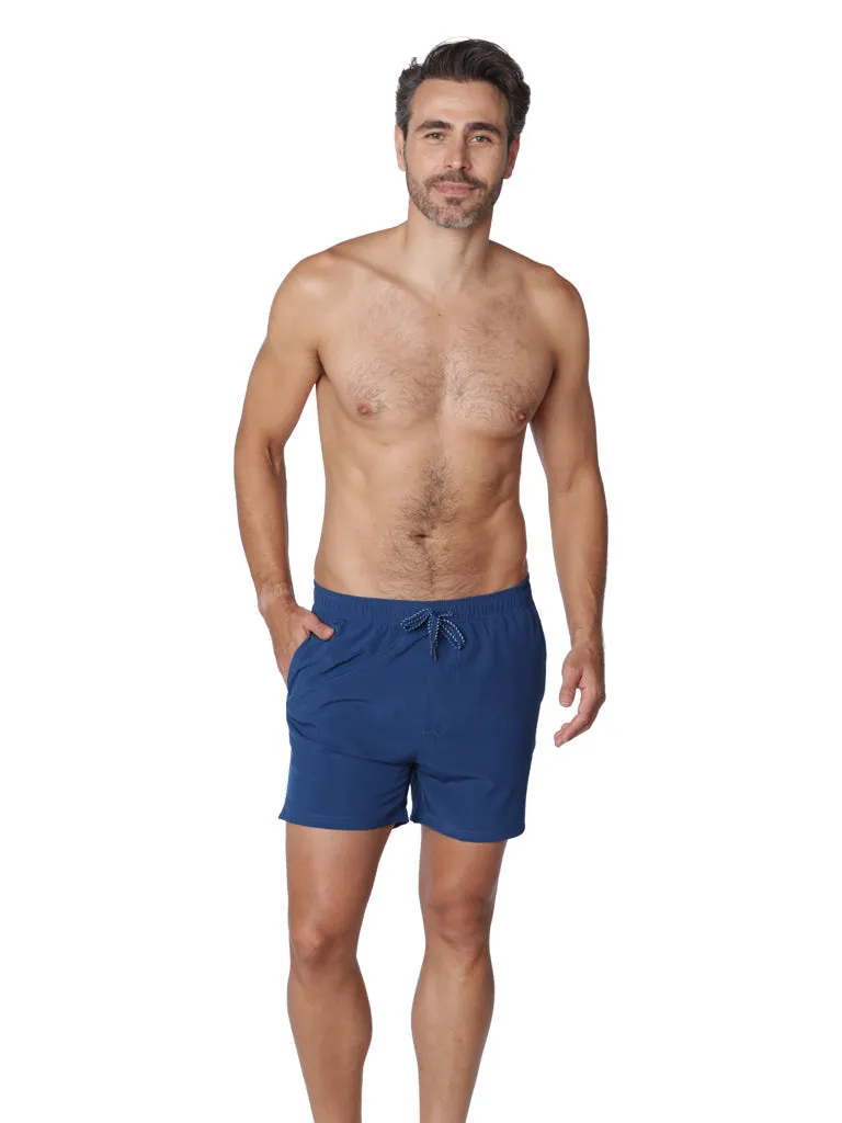 Men's stretch shorts with full inside boxer lining in solid colors