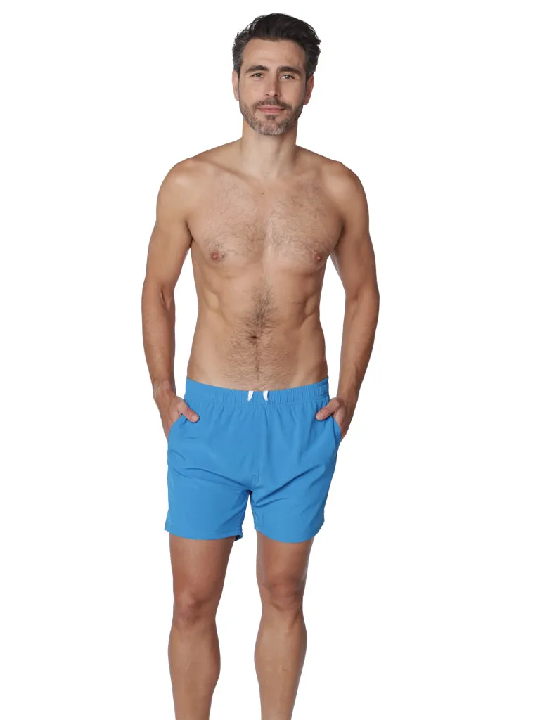 Men's stretch shorts with full inside boxer lining in solid colors