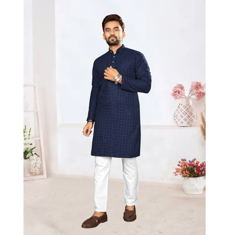 Men's Traditional Lucknowi Kurta Pajama Set