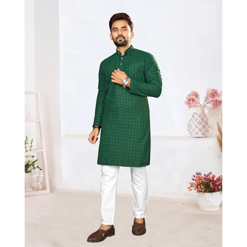 Men's Traditional Lucknowi Kurta Pajama Set