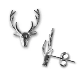 NEW: Silver Stag Head Earrings